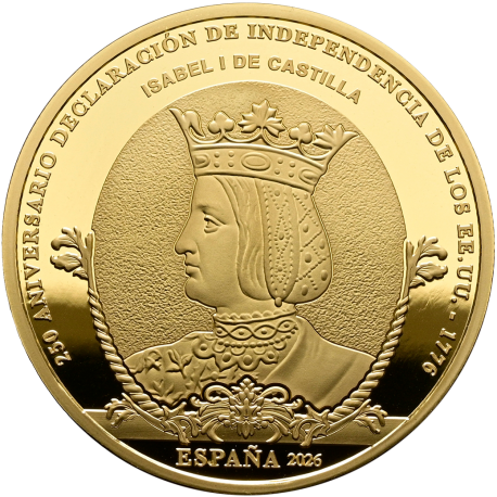 . @17/MARZO Envío@ ESPAÑA 200 EUROS 2026 ISABEL I DE CASTILLA Revolutionary War MONEDA DE ORO FNMT