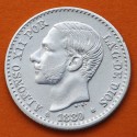 . ESPAÑA Rey ALFONSO XII 50 CENTIMOS 1880 * 8/0 MSM REY y ESCUDO KM.685 MONEDA DE PLATA MBC Spain R/4