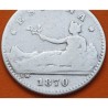 ESPAÑA Gobierno Provisional 50 CENTIMOS 1870 * -/- SNM DAMA TUMBADA KM.659 MONEDA DE PLATA @ESCASA - ESTRELLAS NO VISIBLES@