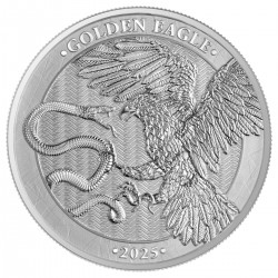 . 1 aaaaaaaacoin MALTA 5 EUROS 2025 GOLDEN EAGLE y CRUZ MEDIEVAL 2ª MONEDA DE PLATA ONZA Oz CÁPSULA