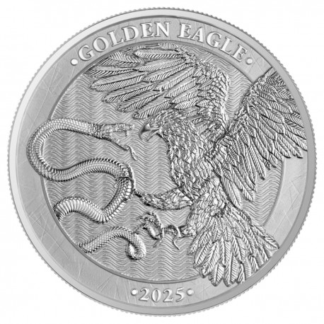. 1 aaaaaaaacoin MALTA 5 EUROS 2025 GOLDEN EAGLE y CRUZ MEDIEVAL 2ª MONEDA DE PLATA ONZA Oz CÁPSULA