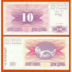 BOSNIA 10 DINARA 1992 PUENTE MEDIEVAL NARODNA BANKA Pick 10 BILLETE SC UNC BANKNOTE Y HERZEGOVINA