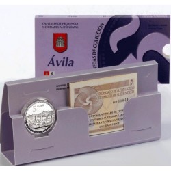 ESPAÑA 5 EUROS 2010 Ciudad de AVILA nº 5 MURALLA DE AVILA MONEDA DE PLATA ESTUCHE FNMT y CÁPSULA
