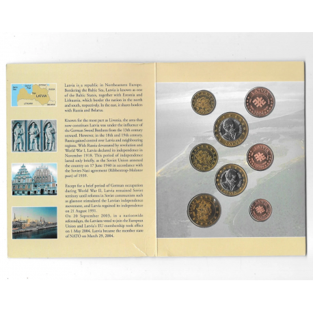 @OFERTA@ LETONIA MONEDAS EURO PRUEBA 2004 CARTERA SET Euro Set 8 coins ESSAI PROBE PATTERN Latvia Lettland NO OFICIALES