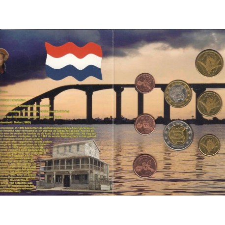 @OFERTA@ SURINAME MONEDAS EURO PRUEBA 2005 Euro Set 8 coins ESSAI PROBE PATTERN Surinam NO OFICIALES
