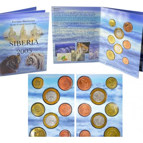 @OFERTA@ SIBERIA MONEDAS EURO PRUEBA 2005 Euro Set 8 coins ESSAI PROBE PATTERN Región de Rusia NO OFICIALES