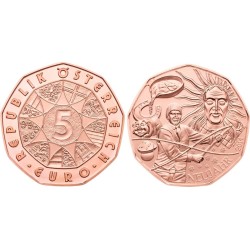 AUSTRIA 5 EUROS 2014 NAVIDAD y AÑO NUEVO MONEDA DE COBRE SC Österreich euro coin NEUJAHR