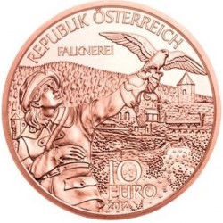 AUSTRIA 10 EUROS 2012 HALCÓN Cetrería REGION de KARNTEN MONEDA DE COBRE SC Österreich