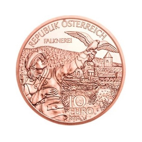 AUSTRIA 10 EUROS 2012 HALCÓN Cetrería REGION de KARNTEN MONEDA DE COBRE SC Österreich