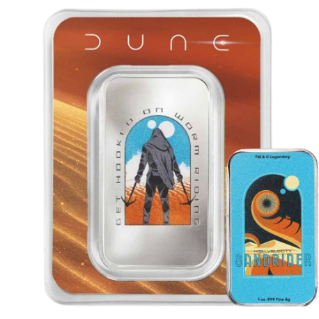 . 1 aaaaaaaaacoin @COLORES - LINGOTE@ DUNE Pelïcula 1 ONZA 2024 SANDRIDER MONEDA DE PLATA Ingot MEDALLA