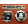 . @1 ONZA 2017 + COLORES@ CHINA 10 YUAN 2017 OSO PANDA CON SU CRIA MONEDA DE PLATA PROOFLIKE cápsula FARBE COLOURED