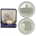ITALIA 5 EUROS 2014 ABADIA DE SAN FRUTTUOSO KM.373 MONEDA DE PLATA PROOF ESTUCHE y CERTIFICADO