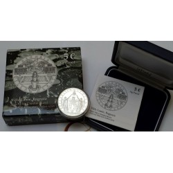 ITALIA 5 EUROS 2009 ANIV. HERCOLANO  Y FIGURA MONEDA DE PLATA SC ESTUCHE