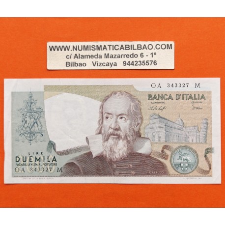 ITALIA 2000 LIRAS 1976 GALILEO GALILEI TORRE DE PISA Pick 103C BILLETE MBC Italy 2000 Lire PVP NUEVO 25€