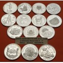 . 11,24 ONZAS de PLATA PURA x14 monedas x ESPAÑA I SERIE IBEROAMERICANA 1ª @LIMPIADAS@ 1991/1992 ENCUENTRO ENTRE DOS MUNDOS