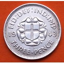 INGLATERRA 3 PENIQUES 1943 KING GEORGIUS VI KM.848 MONEDA DE PLATA MBC++ UK 3 Pence silver