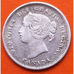 @ESCASA@ CANADA 5 CENTAVOS 1899 QUEEN VICTORIA DEI GRATIA KM.2 MONEDA DE PLATA MBC 5 Cent