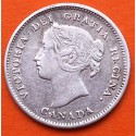 @ESCASA@ CANADA 5 CENTAVOS 1899 QUEEN VICTORIA DEI GRATIA KM.2 MONEDA DE PLATA MBC 5 Cent