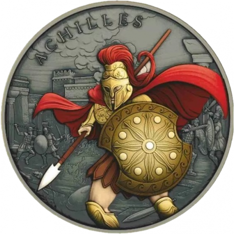 . @500 uds. - 20/MARZO Envío@ ESTADOS UNIDOS 1 ONZA 2025 AQUILES MEDALLA DE PLATA PURA silver Oz LEGENDARY WARRIORS Achilles