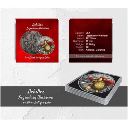 . @500 uds. - 20/MARZO Envío@ ESTADOS UNIDOS 1 ONZA 2025 AQUILES MEDALLA DE PLATA PURA silver Oz LEGENDARY WARRIORS Achilles