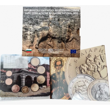 . @20/MARZO Envío - RARA@ BULGARIA CARTERA OFICIAL EUROS 2026 SC 1+2+5+10+20+50 Céntimos + 1 EURO + 2 EUROS 2026 SET