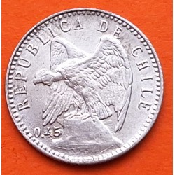 CHILE 5 CENTAVOS 1915 So CONDOR SOBRE RISCO Ceca de Santiago KM.155.2A MONEDA DE PLATA BAJA EBC República de Chile