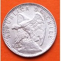 CHILE 5 CENTAVOS 1915 So CONDOR SOBRE RISCO Ceca de Santiago KM.155.2A MONEDA DE PLATA BAJA EBC República de Chile