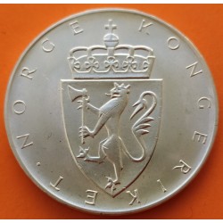 NORUEGA 10 KRONER 1964 PALACIO DEL REY HAAKON VII KM.413 MONEDA DE PLATA SC- Norway silver coin