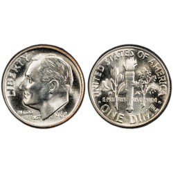 ESTADOS UNIDOS 10 CENTAVOS DIME 1966 SMS (SPECIAL MINT SET) ROOSVELT KM.195.A MONEDA DE NICKEL SC USA 10 cent DE ESTUCHE