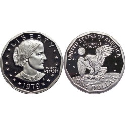 ESTADOS UNIDOS 1 DOLAR 1979 S SUSAN B. ANTHONY Tipo 1 AGUILA SOBRE LA LUNA KM.207 MONEDA DE NICKEL PROOF USA 1 Dollar