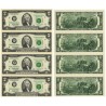 . 4 BILLETES SIN CORTAR x ESTADOS UNIDOS 2 DOLARES 1995 ATLANTA Letra F SC $2 Dollar Bill Uncut Sheet