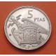 ESPAÑA 5 PESETAS 1957 * 74 FRANCO ESTADO ESPAÑOL MONEDA DE NICKEL @PROOF@ PRUEBA PROCEDE DE CARTERA FNMT 1974