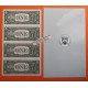 . 4 BILLETES SIN CORTAR x ESTADOS UNIDOS 1 DOLAR 1999 BUREAU OF ENGRAVING & PRINTING Letra C SC $1 Dollar uncut sheet
