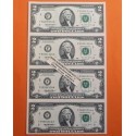 . 4 BILLETES SIN CORTAR x ESTADOS UNIDOS 2 DOLARES 1995 JEFFERSON ATLANTA Letra F SC $2 Dollar Bill Uncut Sheet