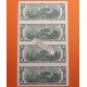 . 4 BILLETES SIN CORTAR x ESTADOS UNIDOS 2 DOLARES 1995 JEFFERSON ATLANTA Letra F SC $2 Dollar Bill Uncut Sheet