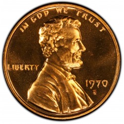 ESTADOS UNIDOS 1 CENTAVO 1970 S @SMALL DATE@ ABRAHAM LINCOLN KM.201 MONEDA DE COBRE @PROOF@ USA 1 Cent US MINT SET