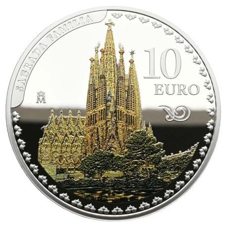 . @24/MARZO Envío@ ESPAÑA 10 EUROS 2026 LA SAGRADA FAMILIA Centenario ANTONIO GAUDI MONEDA DE PLATA FNMT