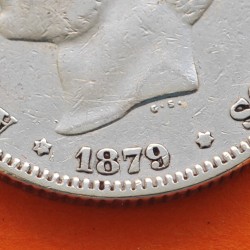 ESPAÑA Rey ALFONSO XII 2 PESETAS 1879 * 18 -- EMM REY y ESCUDO KM.678 MONEDA DE PLATA MBC- R/3