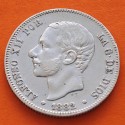 ESPAÑA Rey ALFONSO XII 2 PESETAS 1882 * 18 8- MSM REY y ESCUDO KM.685 MONEDA DE PLATA MBC+ Spain silver coin R/3