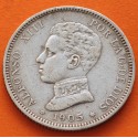 ESPAÑA Rey ALFONSO XIII 2 PESETAS 1905 * 19 -- SMV KM.725 MONEDA DE PLATA MBC- Spain silver coin R/5