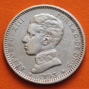 ESPAÑA Rey ALFONSO XIII 1 PESETA 1903 * 19 03 BUSTO MILITAR SMV KM.721 MONEDA DE PLATA MBC+ Spain silver R/5