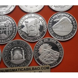 . 14 monedas @LIMPIADAS@ ESPAÑA I SERIE IBEROAMERICANA 1ª 1991/1992 ENCUENTRO ENTRE DOS MUNDOS 11,24 ONZAS PLATA PURA