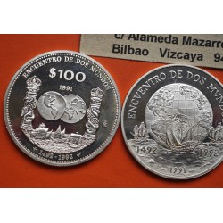 . 14 monedas @LIMPIADAS@ ESPAÑA I SERIE IBEROAMERICANA 1ª 1991/1992 ENCUENTRO ENTRE DOS MUNDOS 11,24 ONZAS PLATA PURA