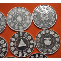 . 14 monedas @LIMPIADAS@ ESPAÑA I SERIE IBEROAMERICANA 1ª 1991/1992 ENCUENTRO ENTRE DOS MUNDOS 11,24 ONZAS PLATA PURA