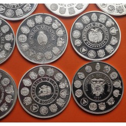 . 14 monedas @LIMPIADAS@ ESPAÑA I SERIE IBEROAMERICANA 1ª 1991/1992 ENCUENTRO ENTRE DOS MUNDOS 11,24 ONZAS PLATA PURA