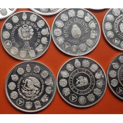. 14 monedas @LIMPIADAS@ ESPAÑA I SERIE IBEROAMERICANA 1ª 1991/1992 ENCUENTRO ENTRE DOS MUNDOS 11,24 ONZAS PLATA PURA