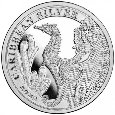 . 1 aaaaacoin BARBADOS 1 DOLAR 2022 CABALLITO DE MAR MONEDA DE PLATA PURA PROOFLIKE ONZA OZ cápsula SEAHORSE