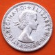 AUSTRALIA 3 PENIQUES 1957 Reina ISABEL II y ESCUDO KM.57 MONEDA DE PLATA MBC 3 Pence silver coin