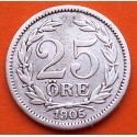 SUECIA 25 ORE 1905 SIGLAS DEL REY OSCAR II KM.775 MONEDA DE PLATA MBC- Sweden silver coin