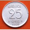 SUECIA 25 ORE 1958 G Rey GUSTAV VI KM.824 MONEDA DE PLATA EBC Sweden silver coin